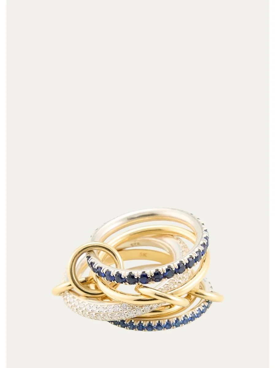 Custom 5-Band Ring with Diamonds and Sapphires - 1