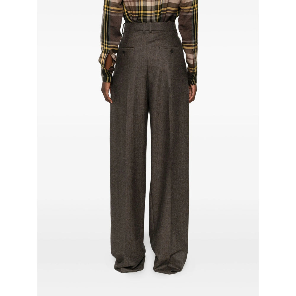 Saint Laurent Brown Trousers - High-Waisted Trousers Women - 3
