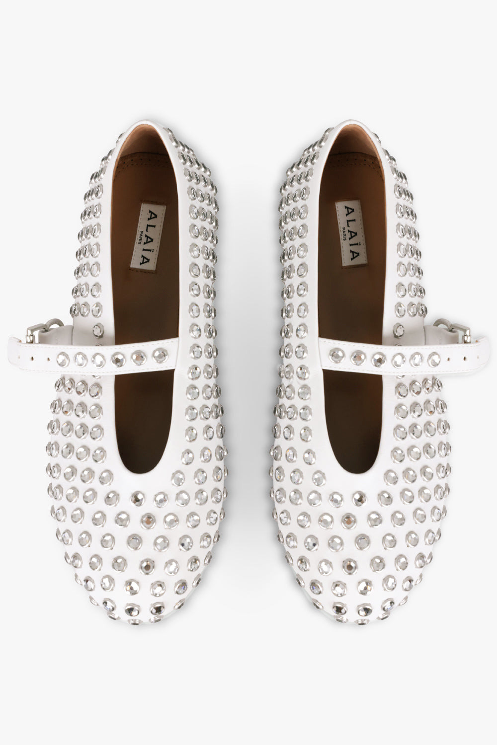 BALLERINAS STRAP STRASS LAMBSKIN STUD | BLANC CASSE - 3