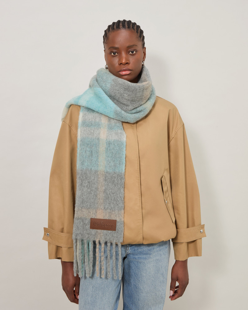 Mulberry Oversized Check Textured Scarf
Grey & Light Blue Wool Blend outlook