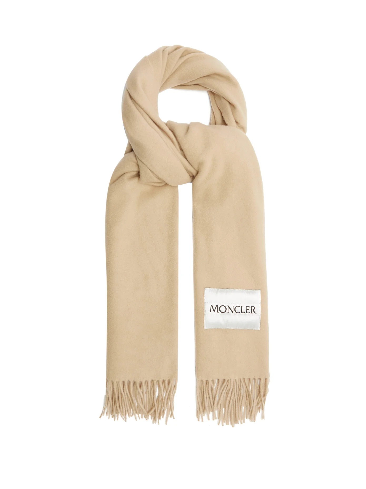 Logo-patch wool scarf - 1