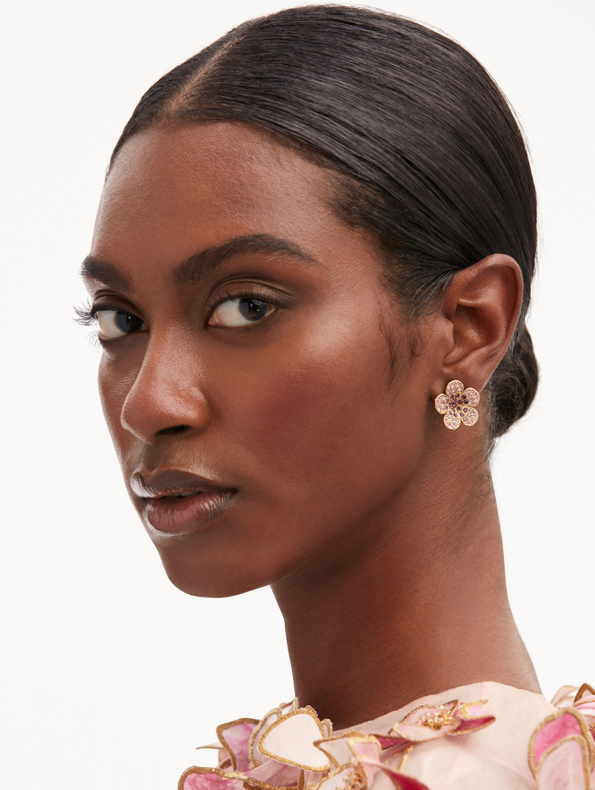 CRYSTAL FLOWER STUD EARRINGS - 2
