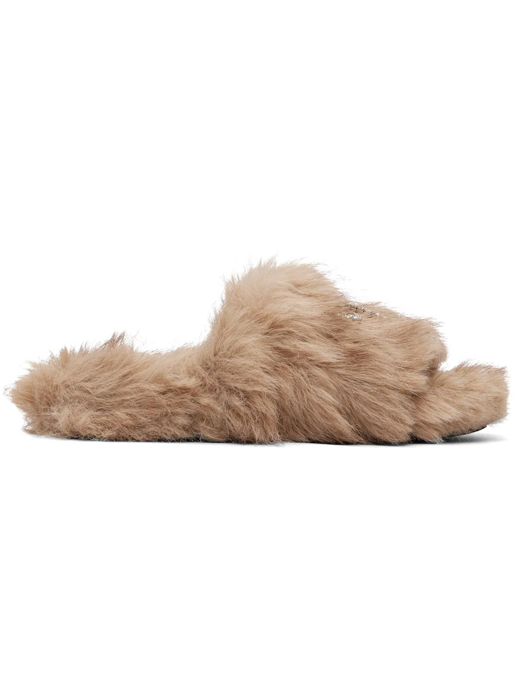Beige Furry Slides - 1