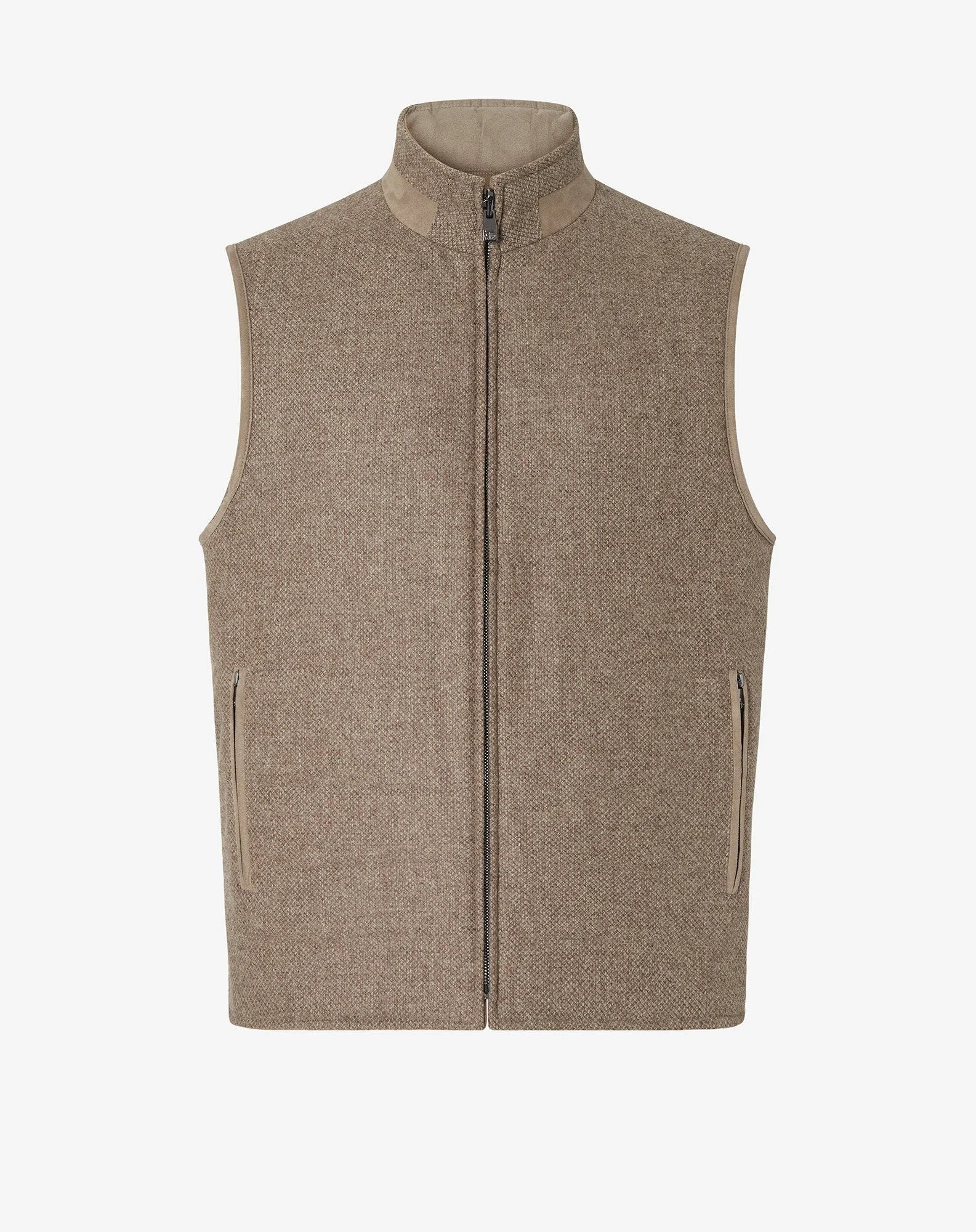 Brown micropatterned wool and cashmere waistcoat - 1