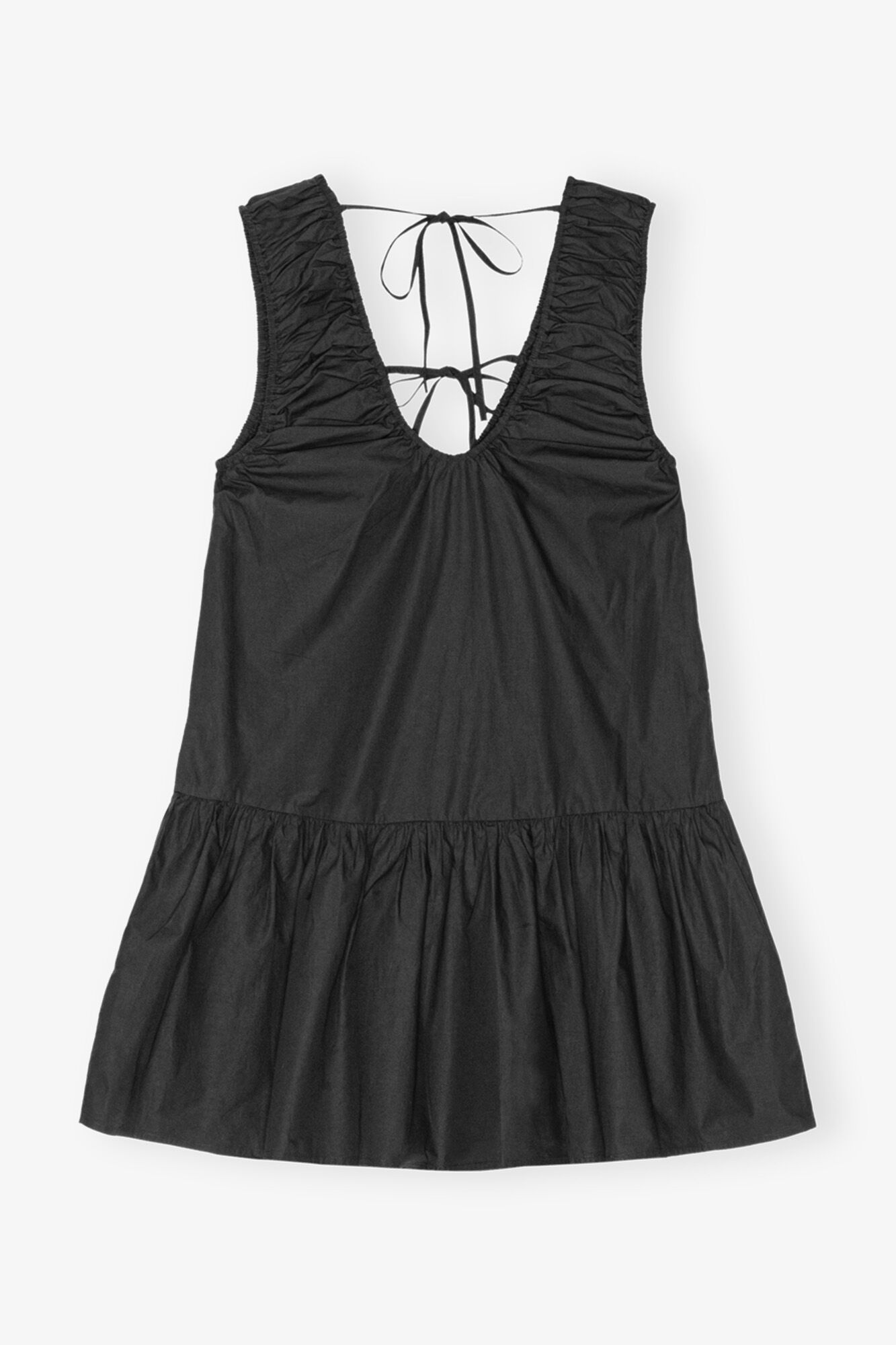 BLACK COTTON POPLIN MINI DRESS - 6