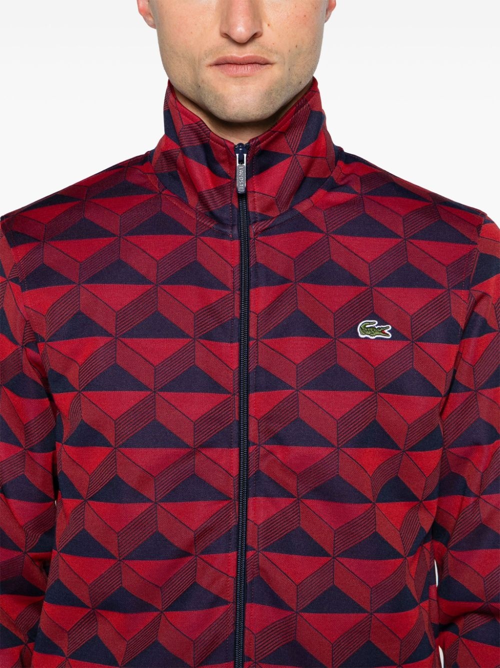 zip-up geometric-jacquard sweatshirt - 5