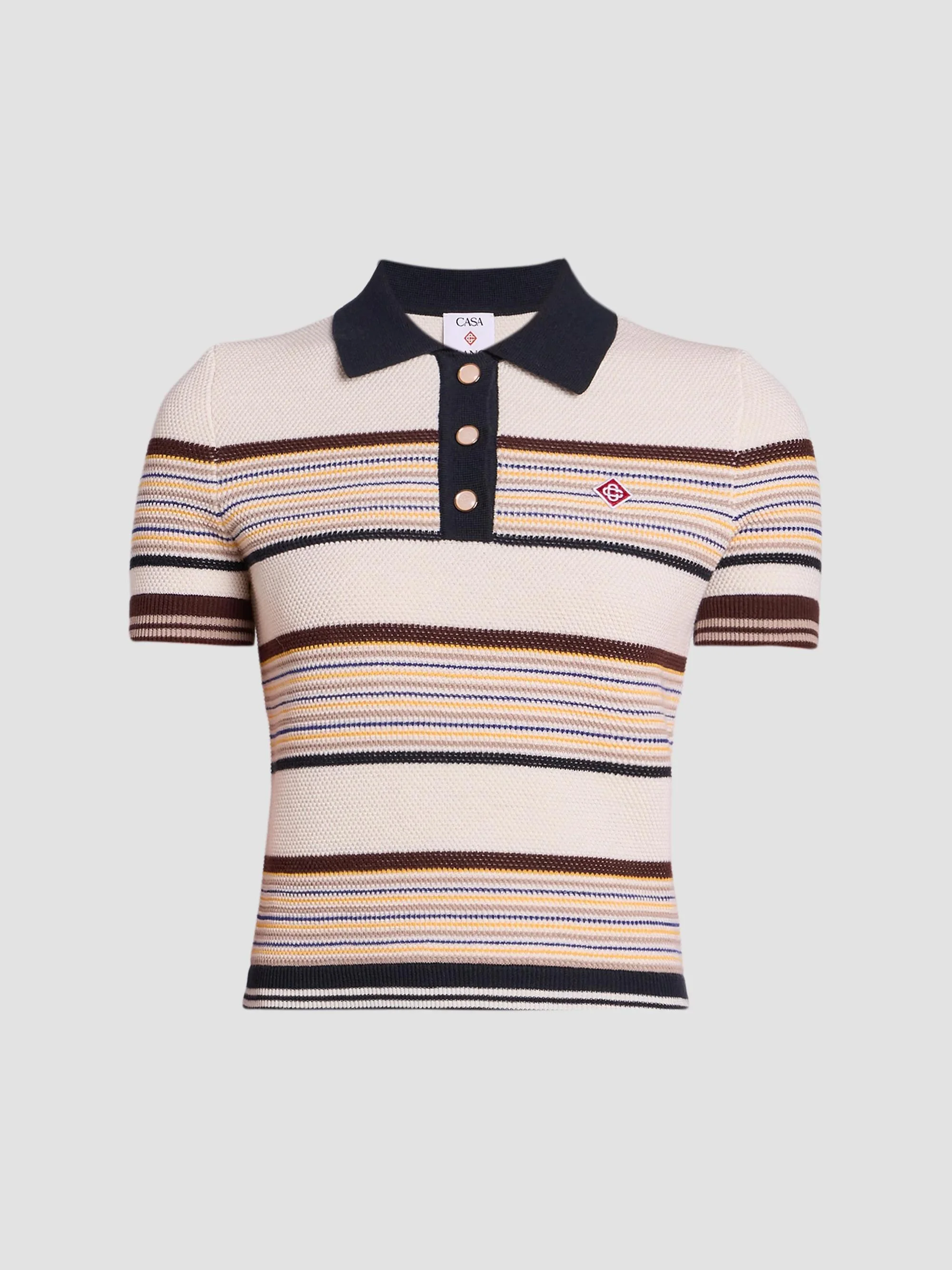 Women's Café Striped Cotton & Wool-Blend Polo Top - Multi - 1
