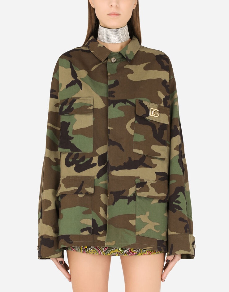 Camouflage-print cotton safari jacket - 1