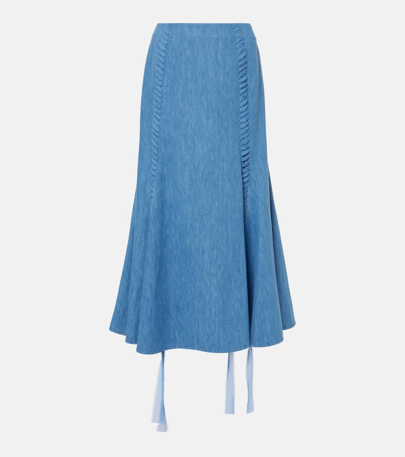Dion cotton and linen midi skirt - 1