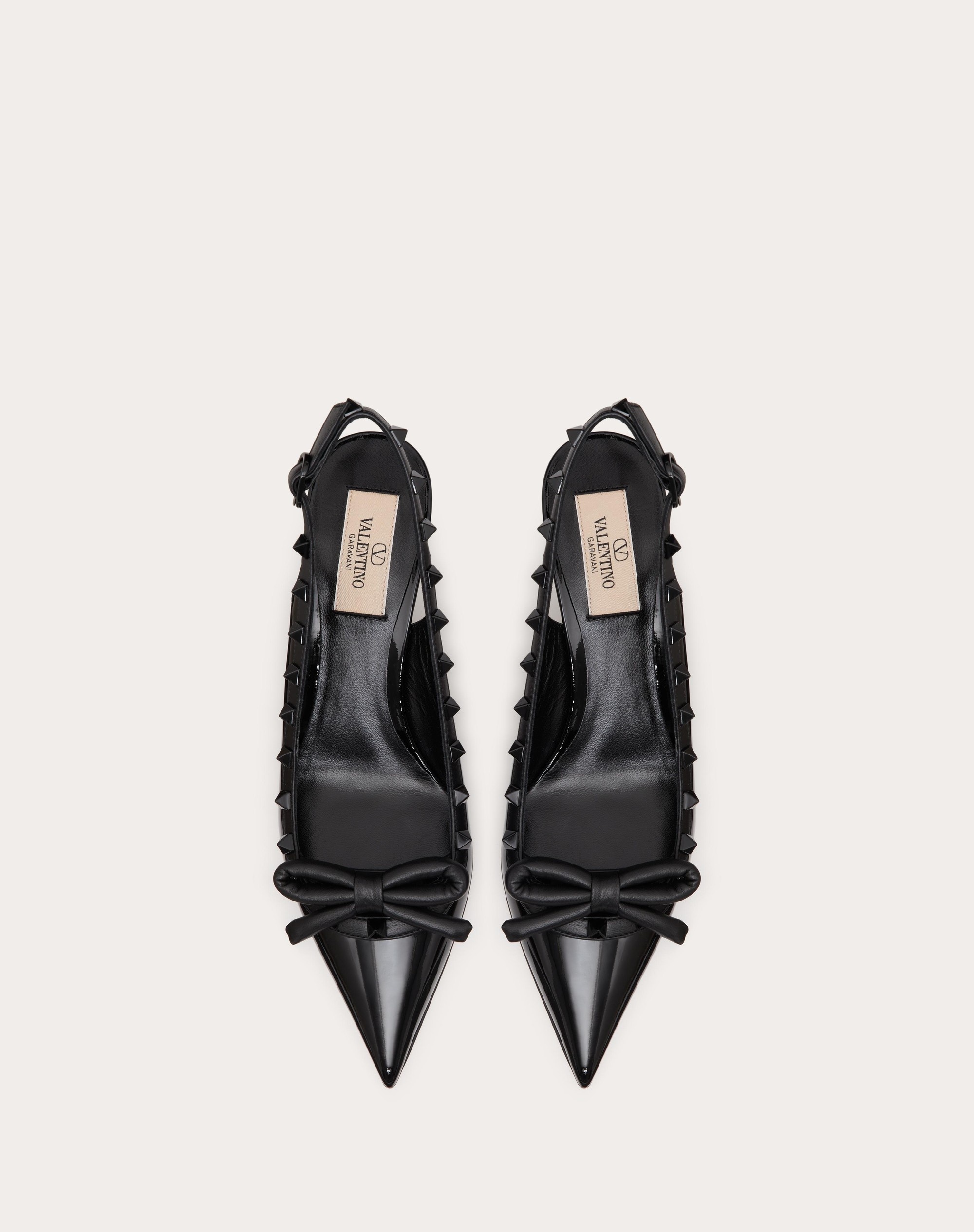 ROCKSTUD BOW SLINGBACK PUMP IN PATENT LEATHER WITH MATCHING STUDS 60MM - 4