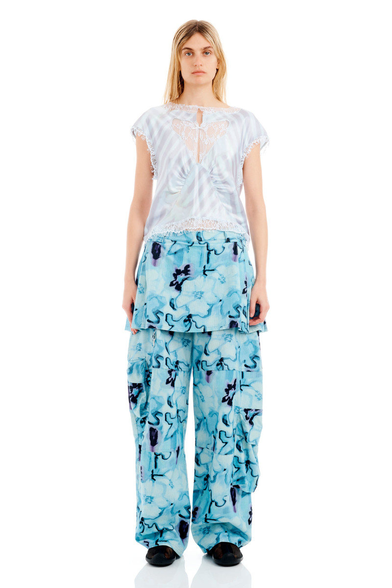 WASHED WAVY NAVY FLOWER STRIPE WATERLILY TOP 1