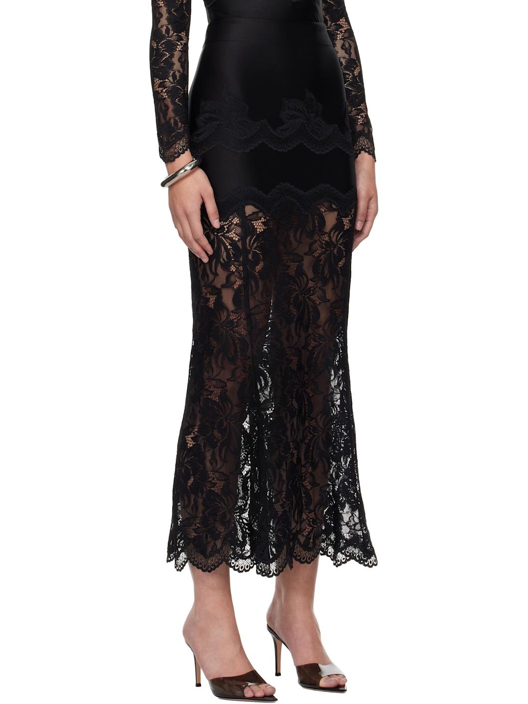 Black Long Lace Maxi Skirt - 2