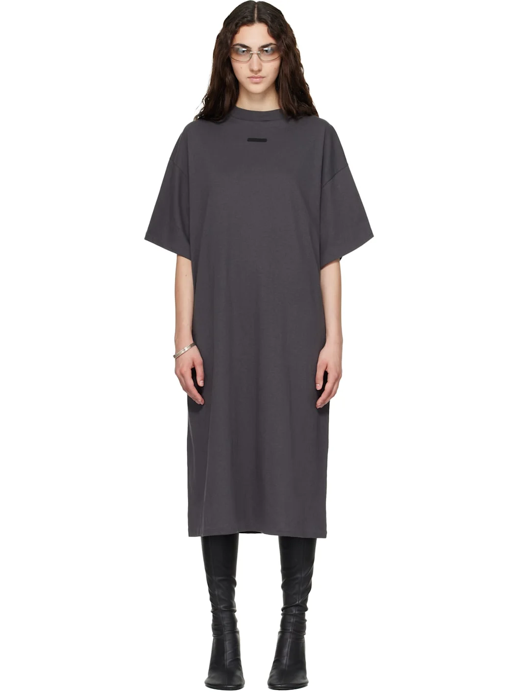 Gray Long T-shirt Midi Dress - 1