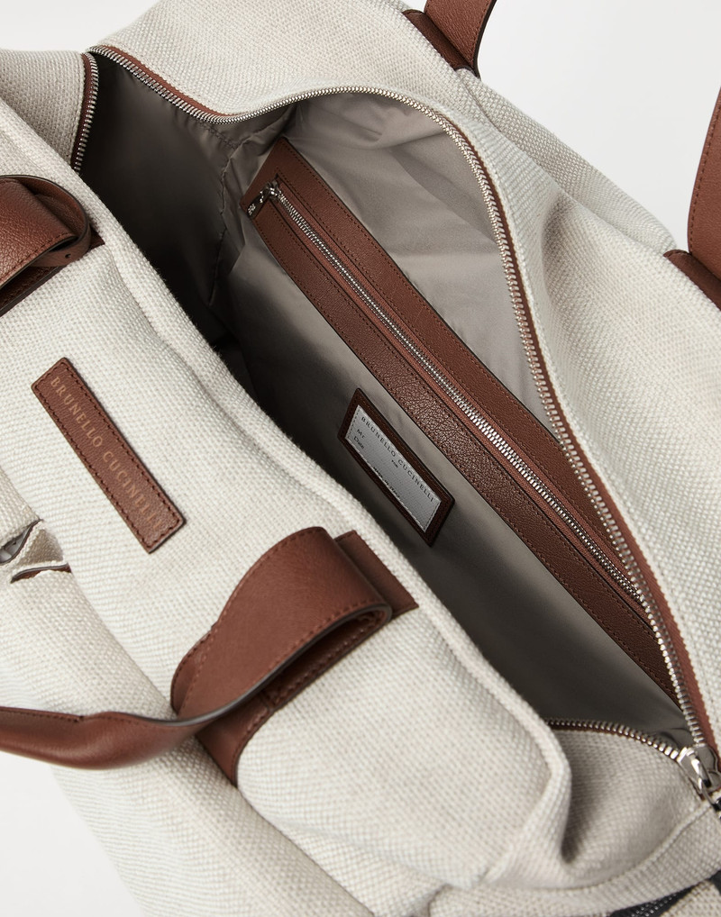 Water-resistant canvas and buffalo leather leisure bag 5