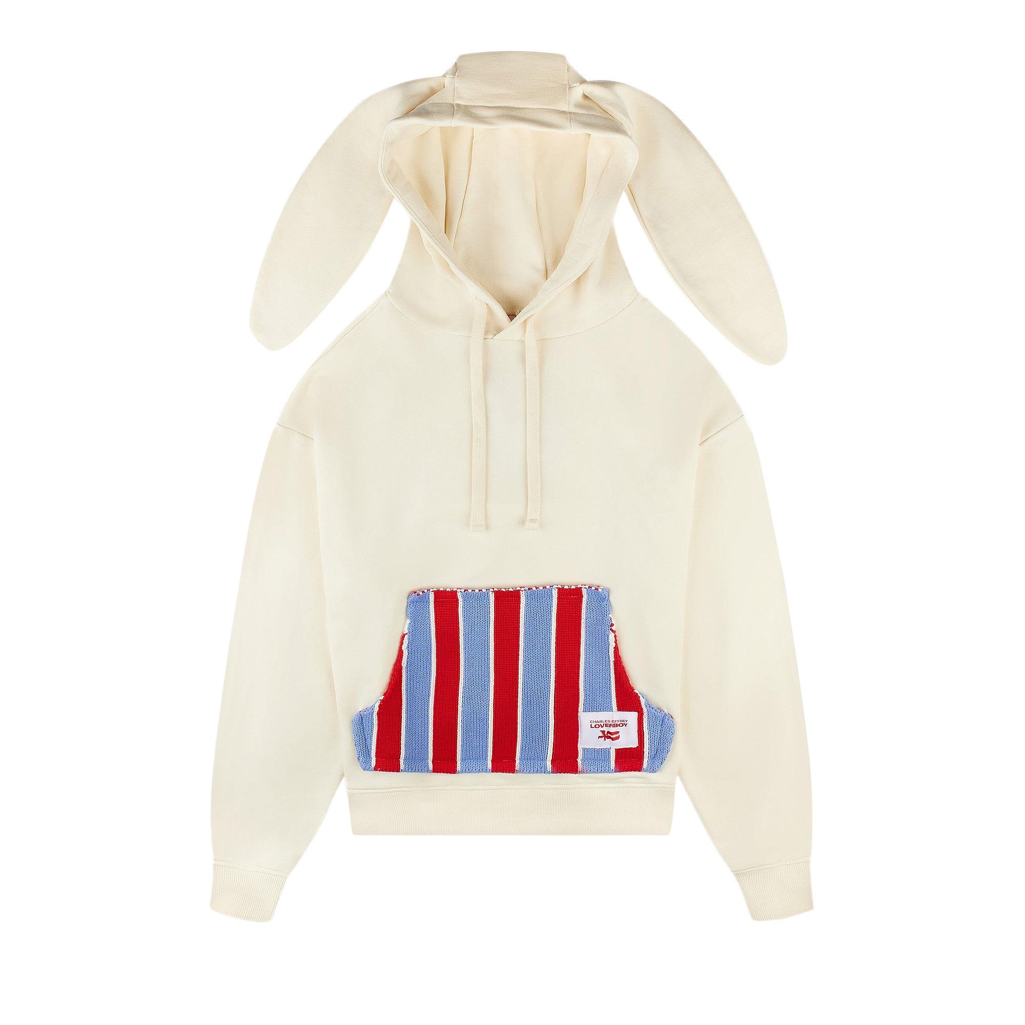 Charles Jeffrey Loverboy Patch Rabbit Ears Hoodie 'Ecru' - 1