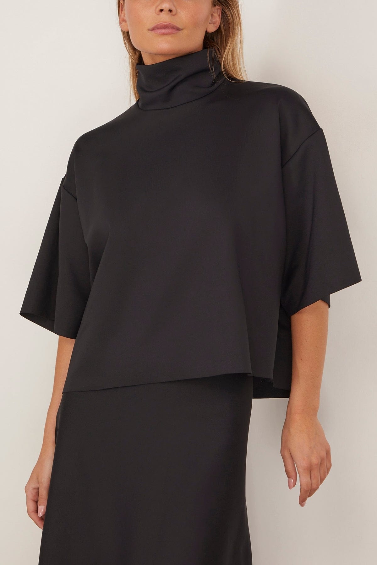 Boxy Turtleneck Top in Black - 3
