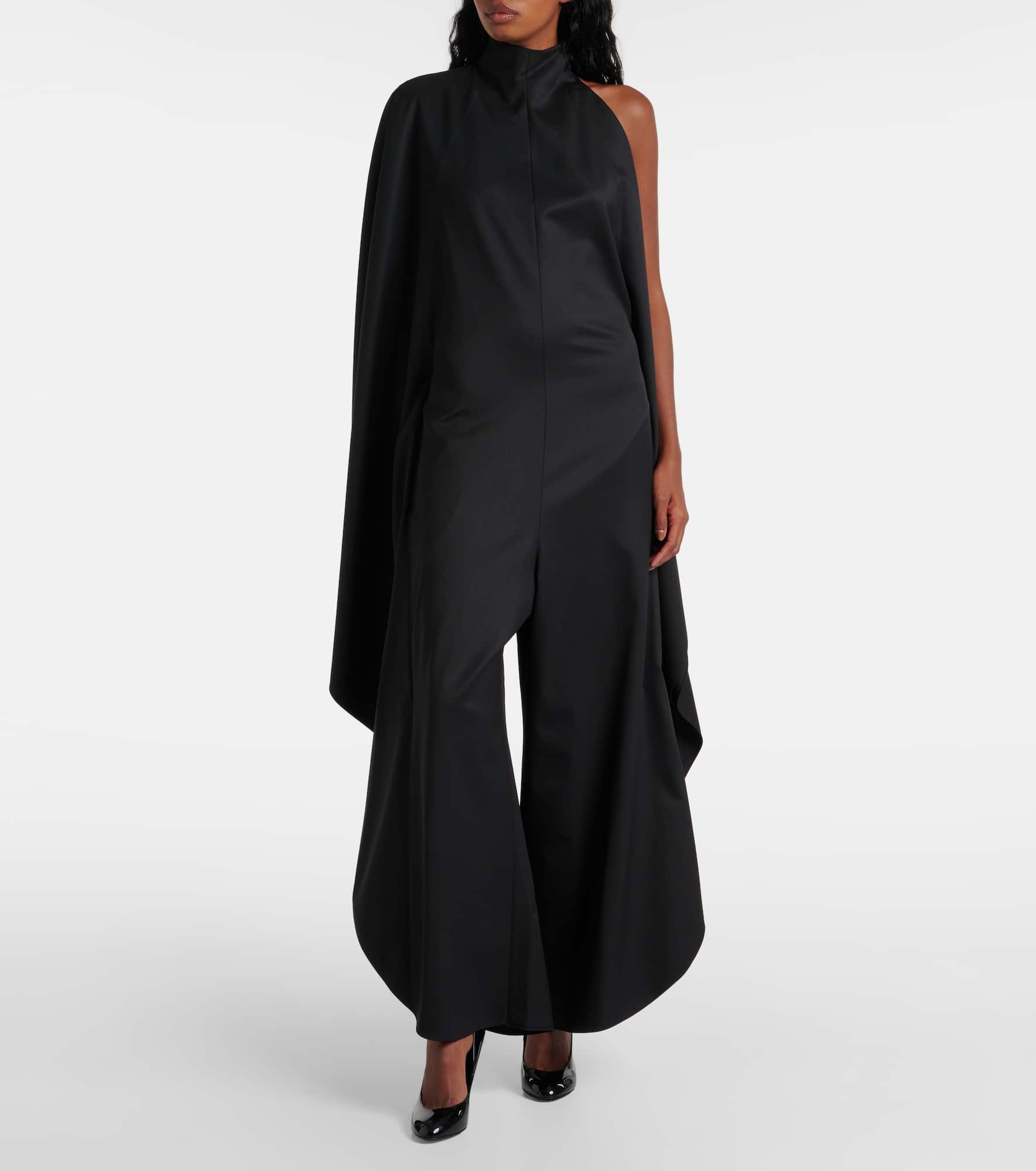Open-back wool grain de poudre jumpsuit - 2