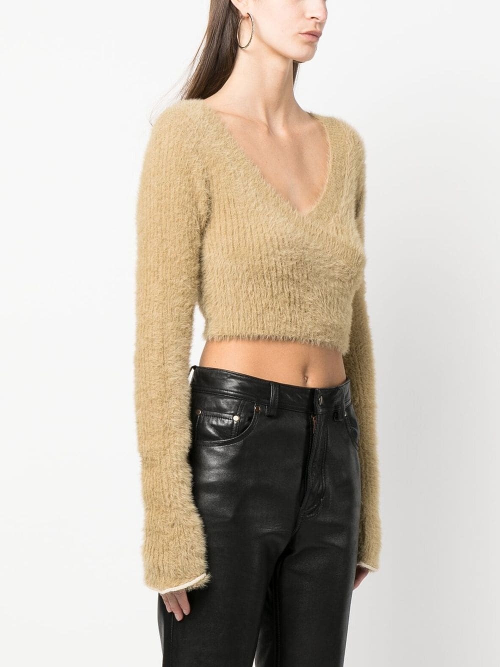 textured knit crop top - 3