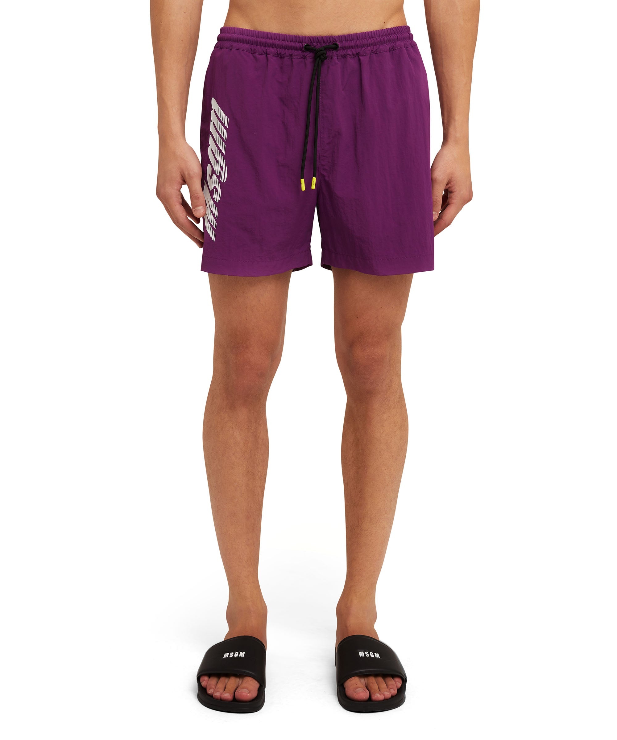 Solid color nylon bathing trunks with MSGM logo - 3