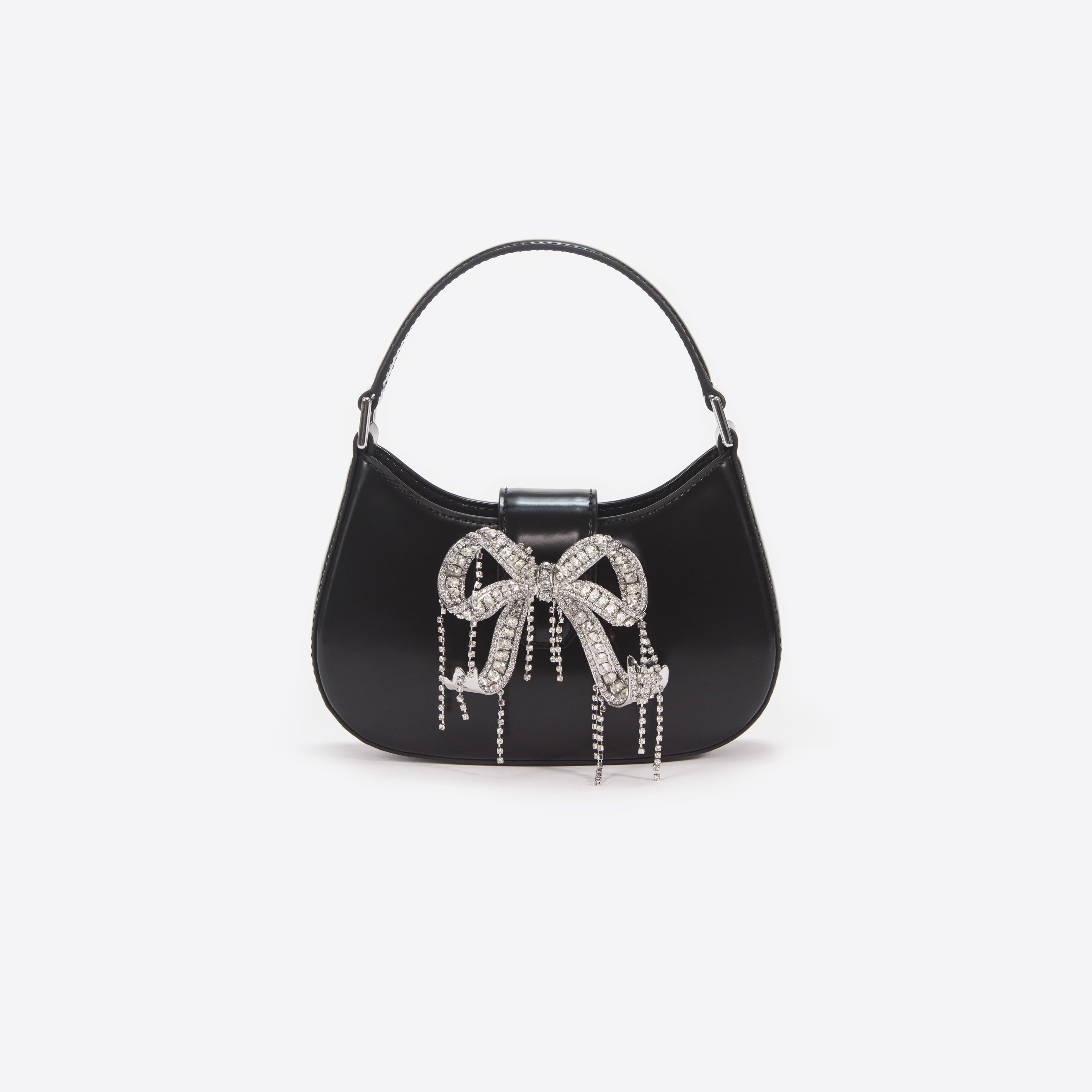 Black Leather Crescent Bag - 1