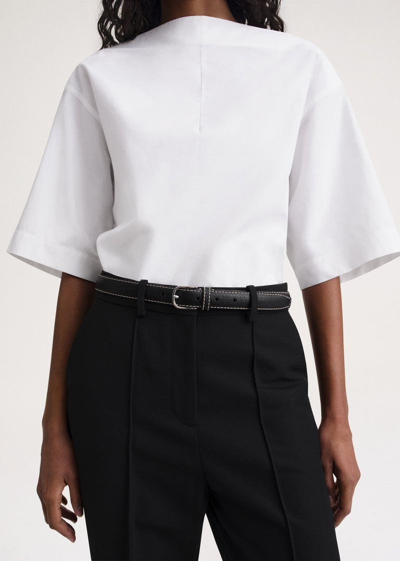 Totême Slim trouser leather belt black grain outlook