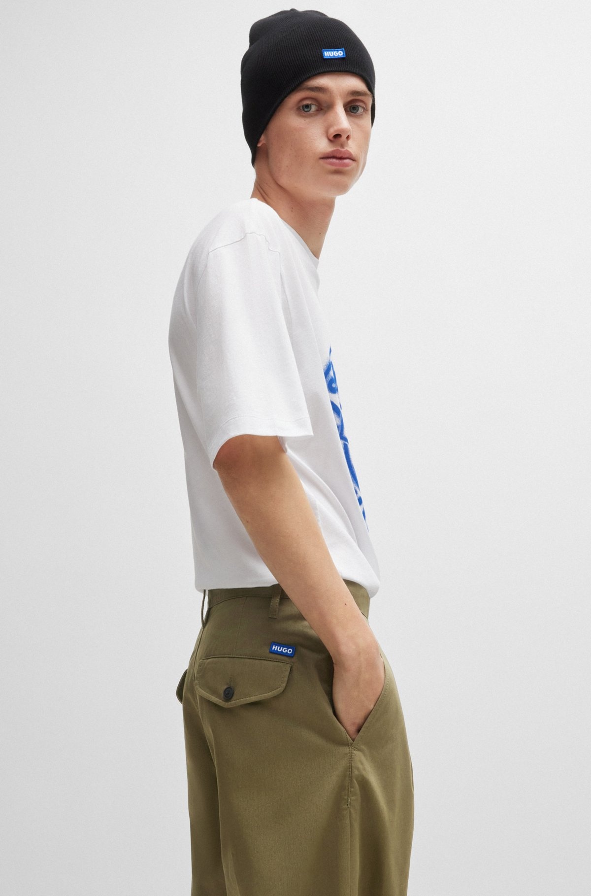 SKATER-STYLE TROUSERS IN COTTON TWILL WITH BLUE LABEL - 5