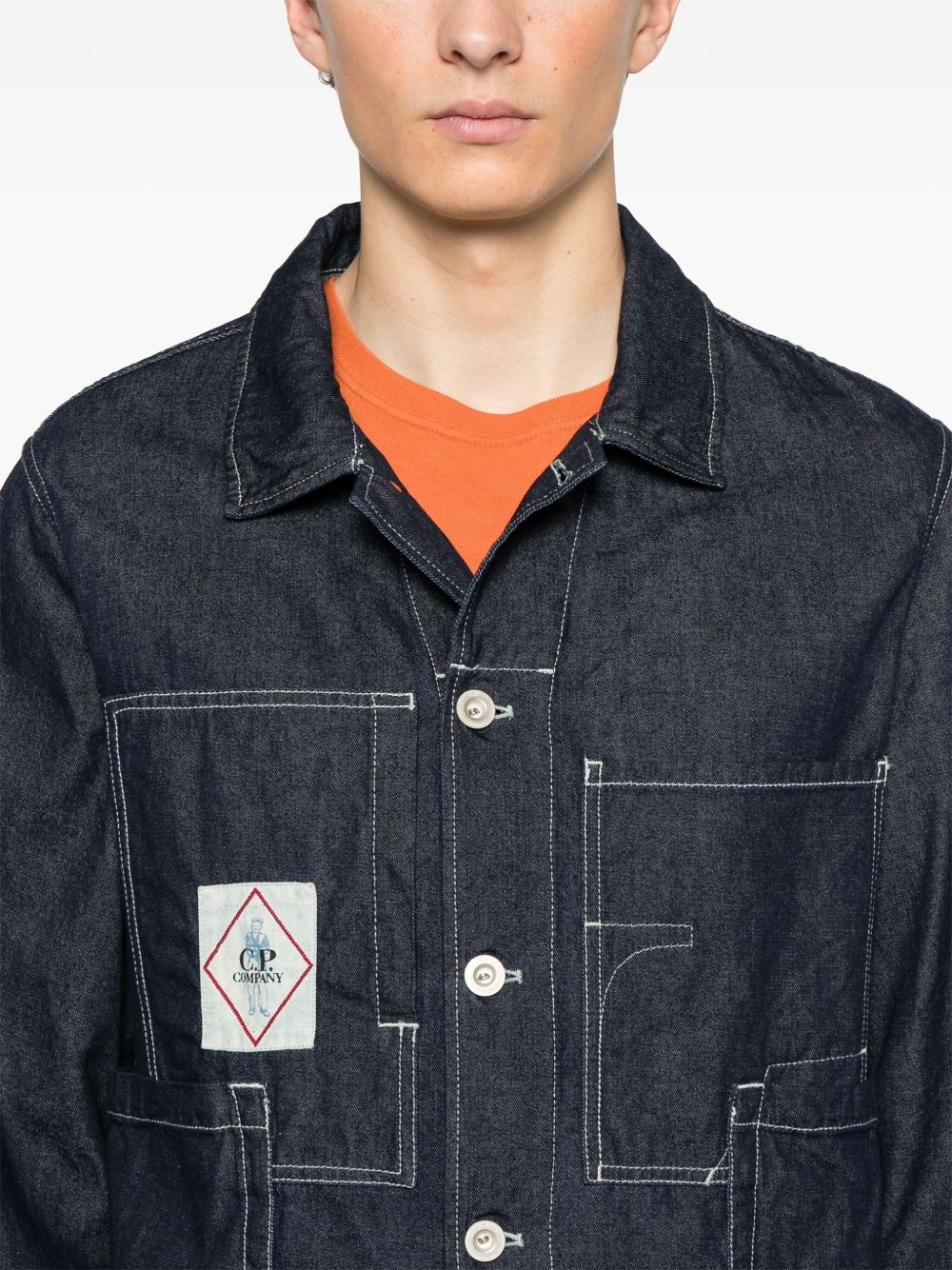 logo-patch denim jacket - 5