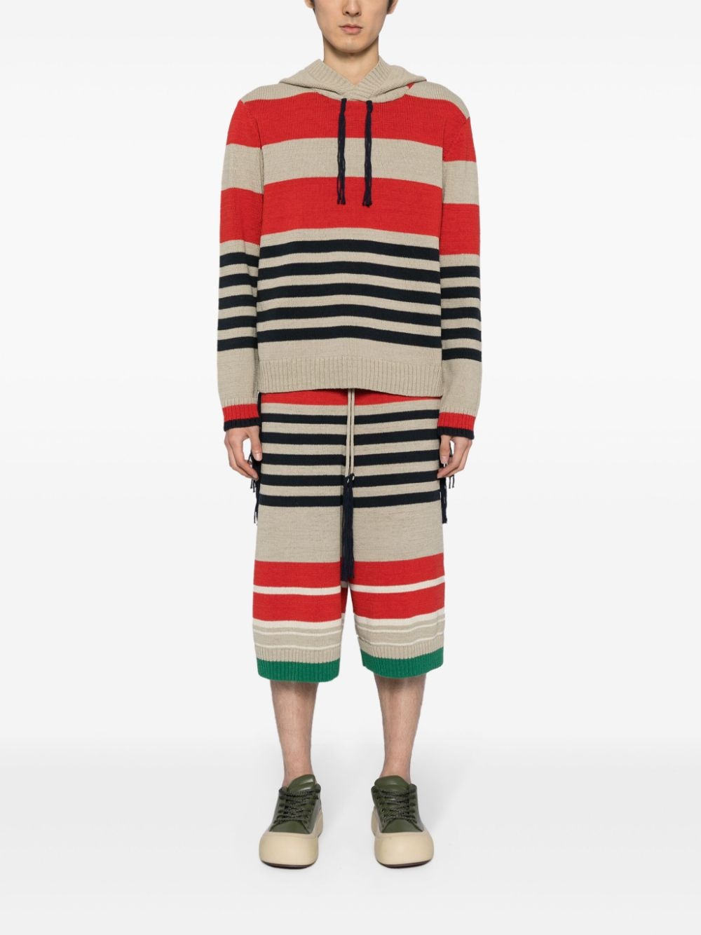 striped knitted hoodie - 2