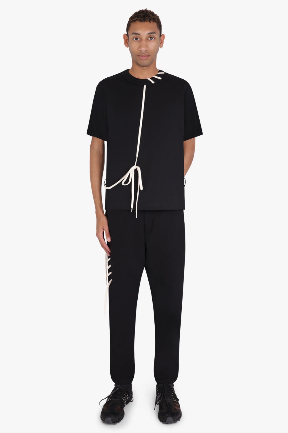 LACED SWEAT PANT | BLACK/CREAM - 2