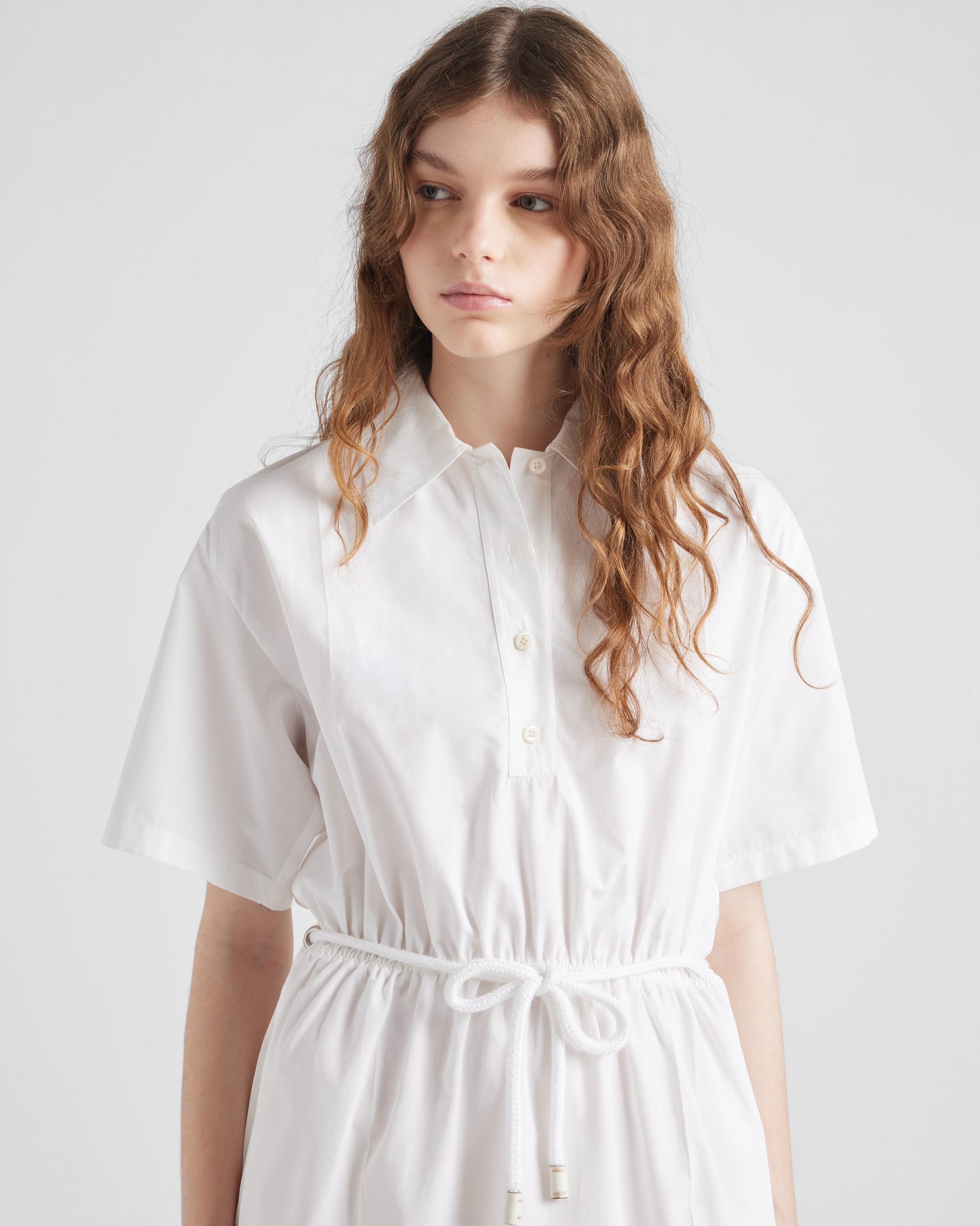 Poplin and satin dress - 4