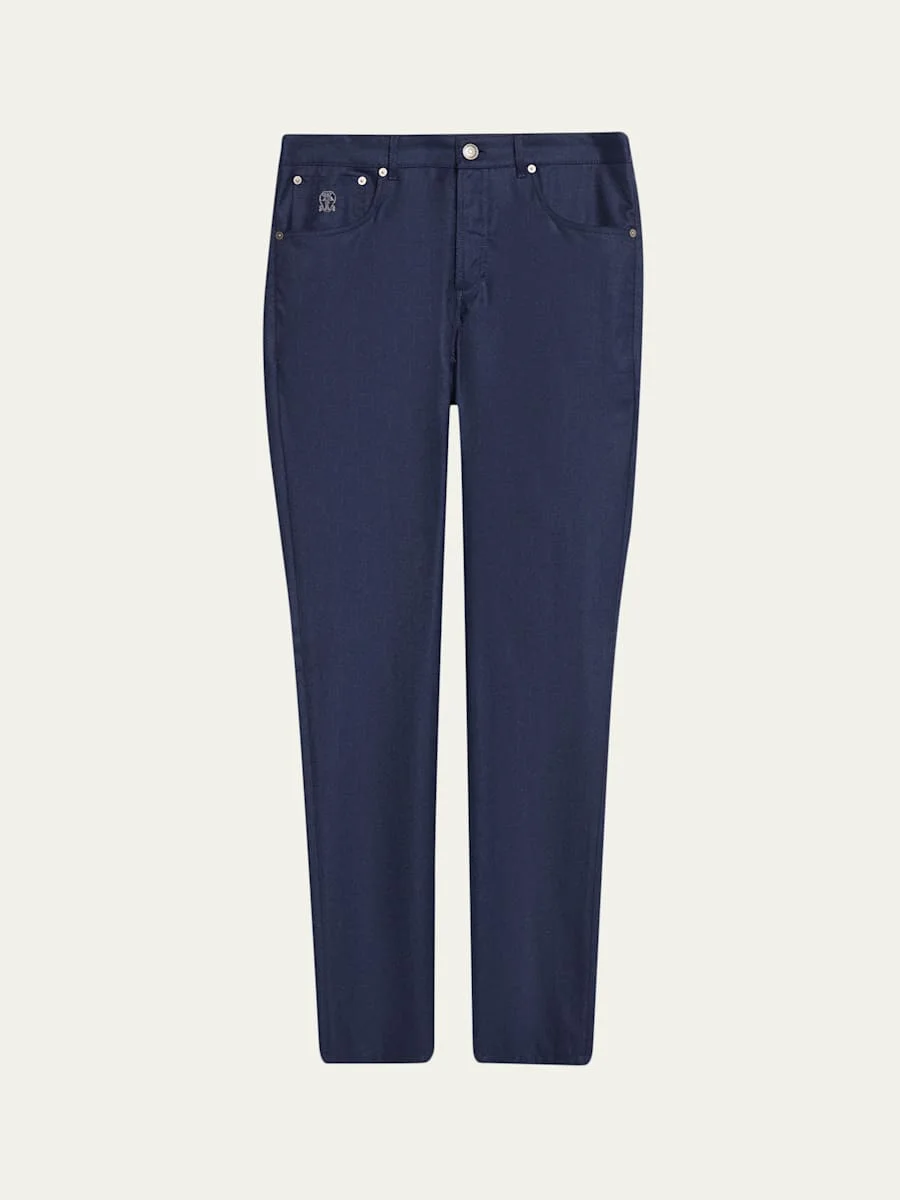 Men's Flannel Tapered Leg Five-Pocket Pants - 1