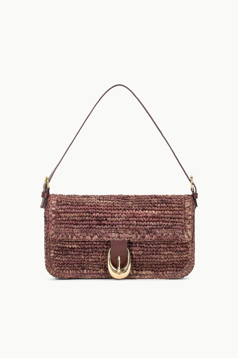 STAUD HARLOW RAFFIA BAG MAHOGANY 1