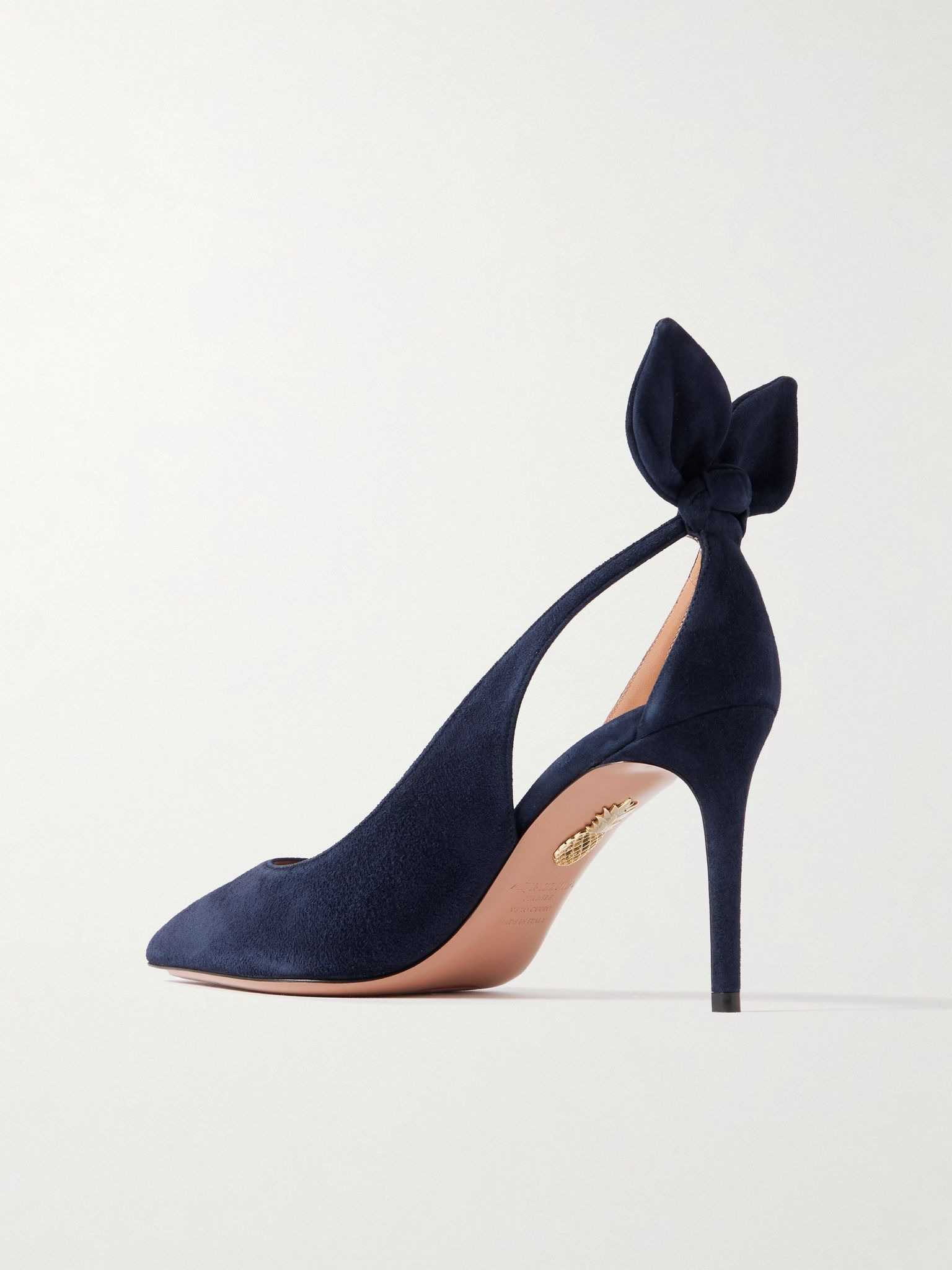 Bow Tie 85 suede pumps Navy - 3