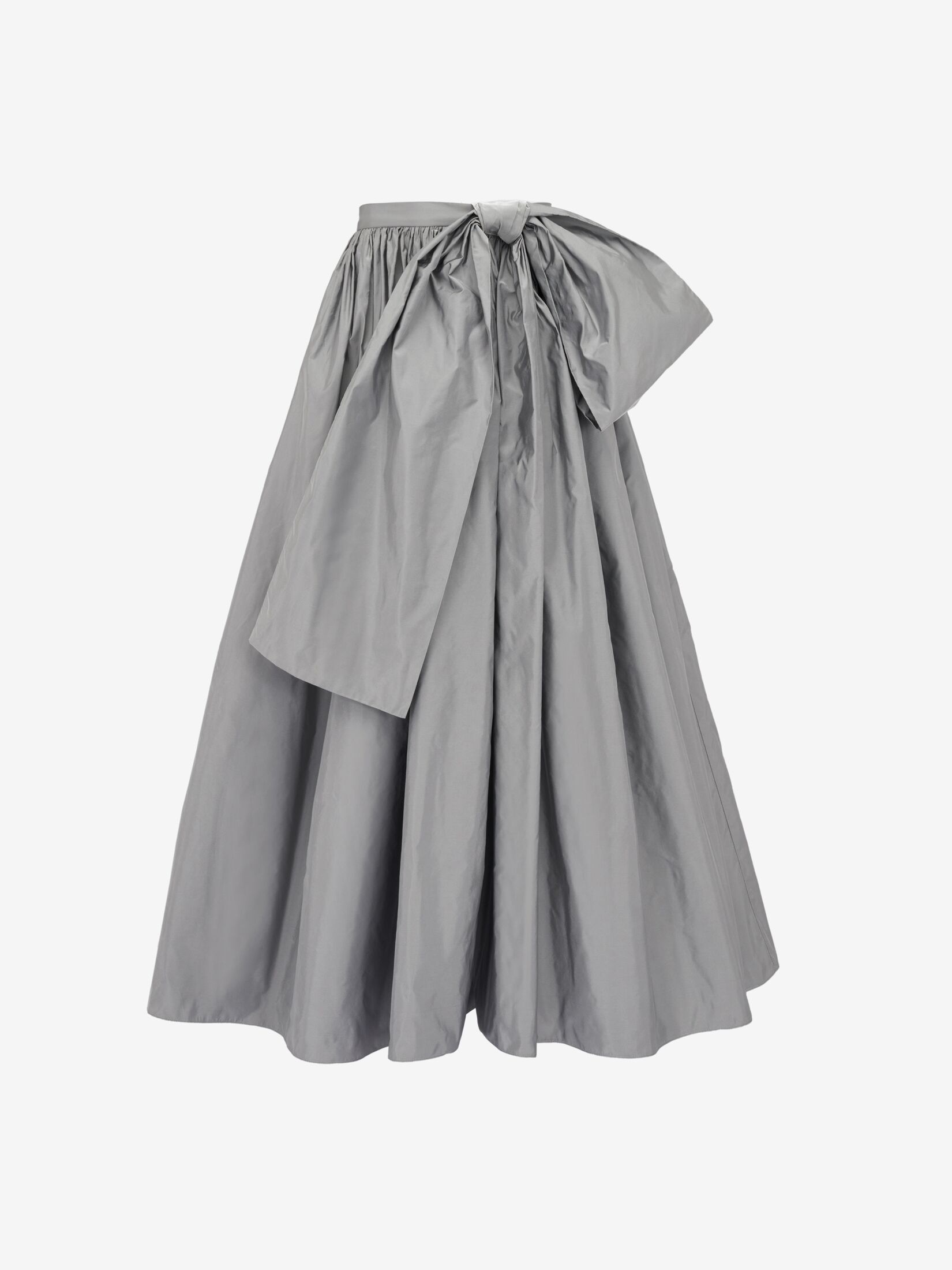 Women's Bow Detail Gathered Midi Skirt in Silver - 1