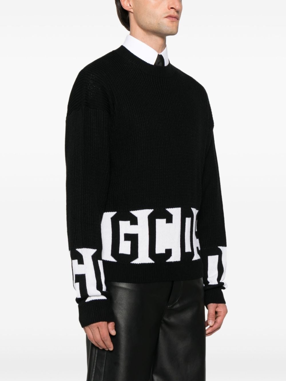 intarsia-logo sweater - 3