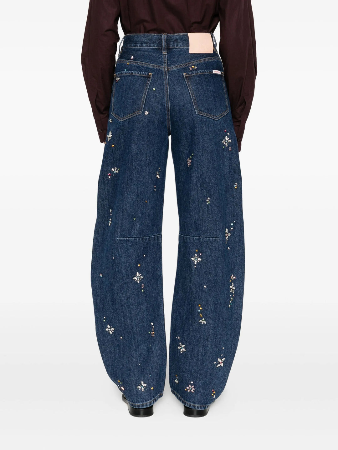 Blue Embellished Barrel Leg Jeans - 4