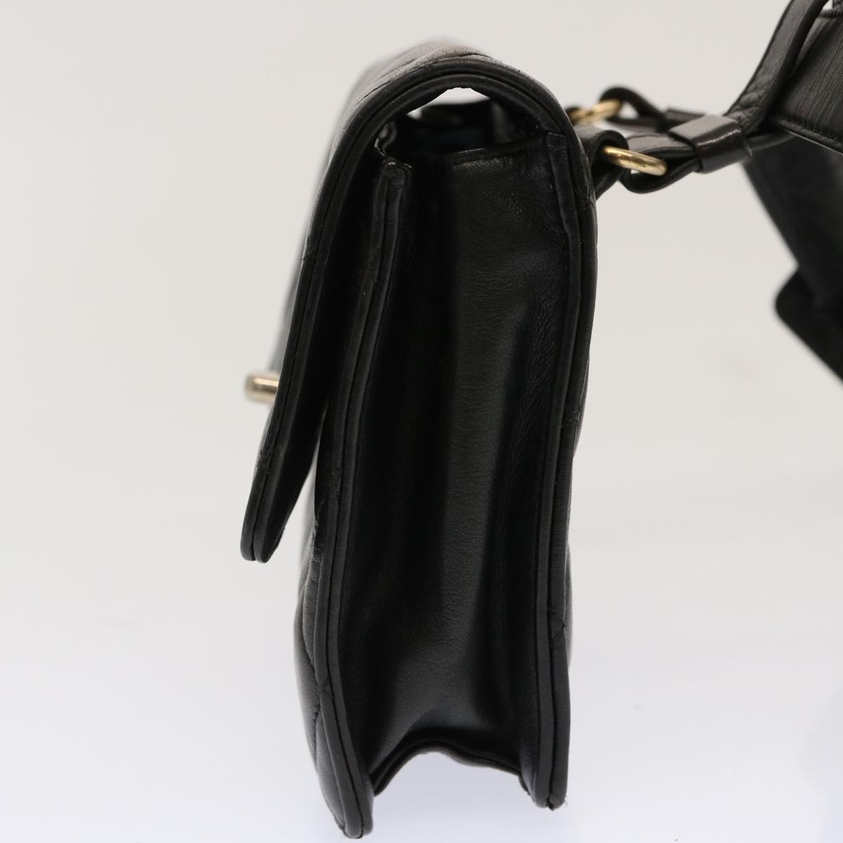 CHANEL Matelasse Turn Lock Waist Bag Lamb Skin Black CC - 3