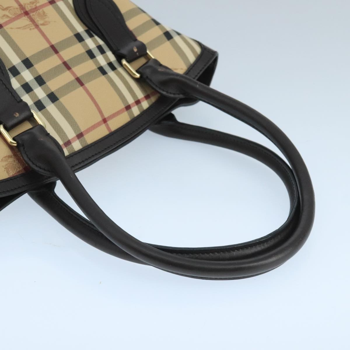 Burberry Nova Check Hand Bag Pvc Leather Beige - 7