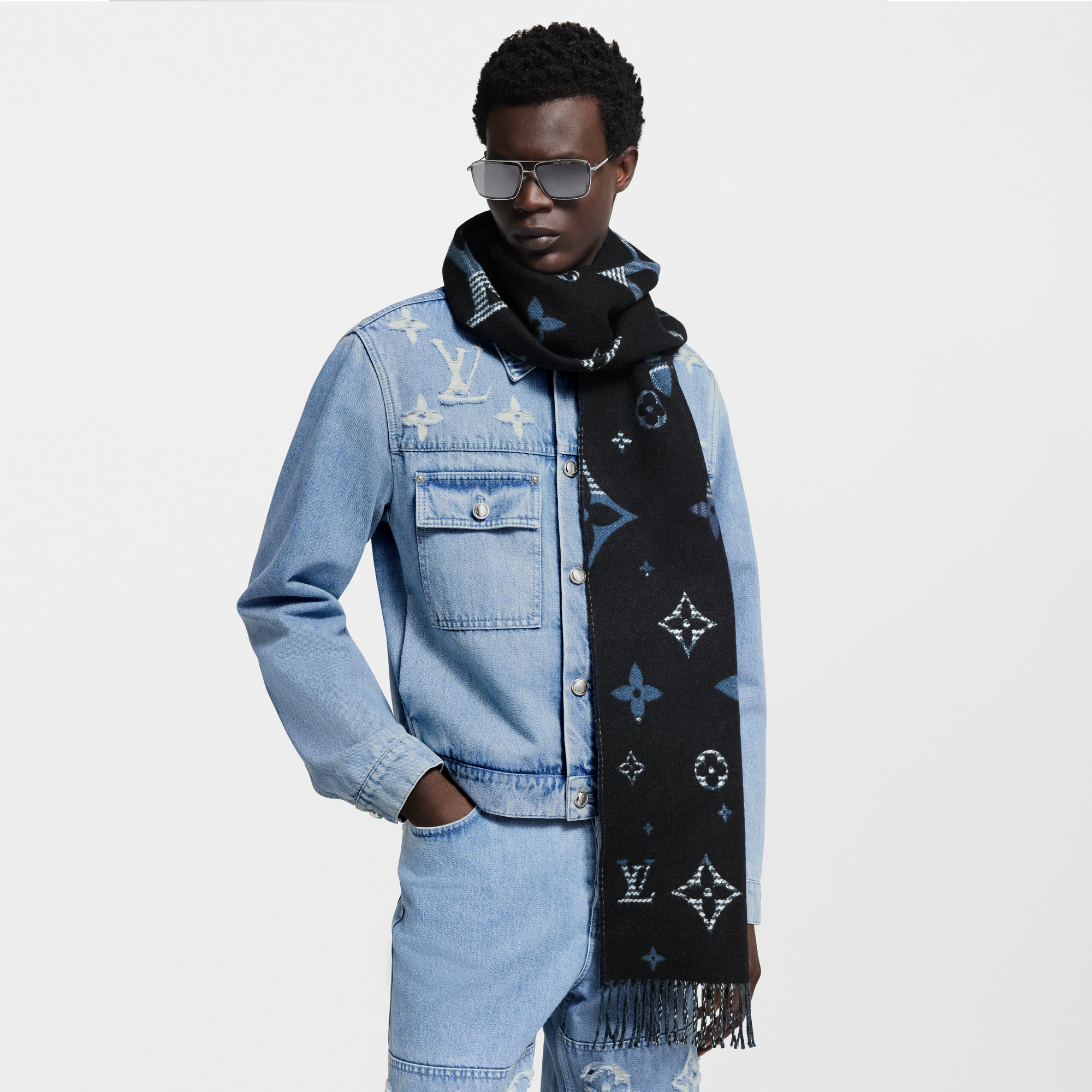 LV Galaxy Tartan Scarf - 5