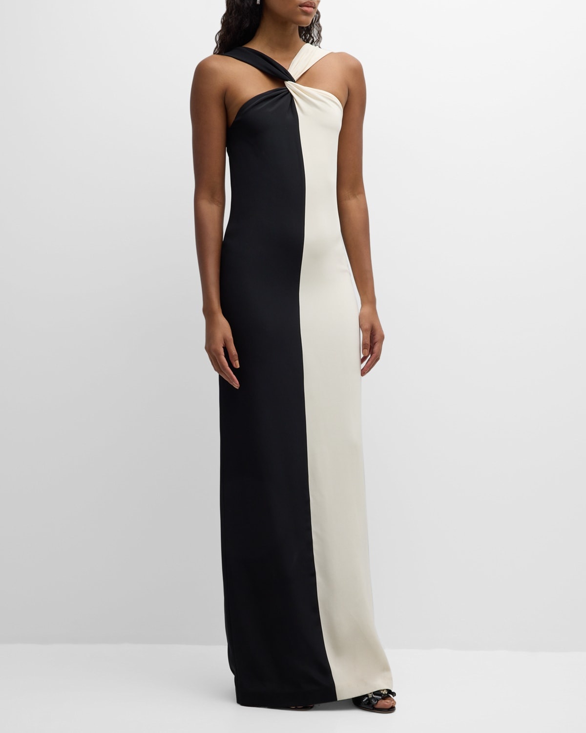 Contrast Silk Maxi Dress - 3