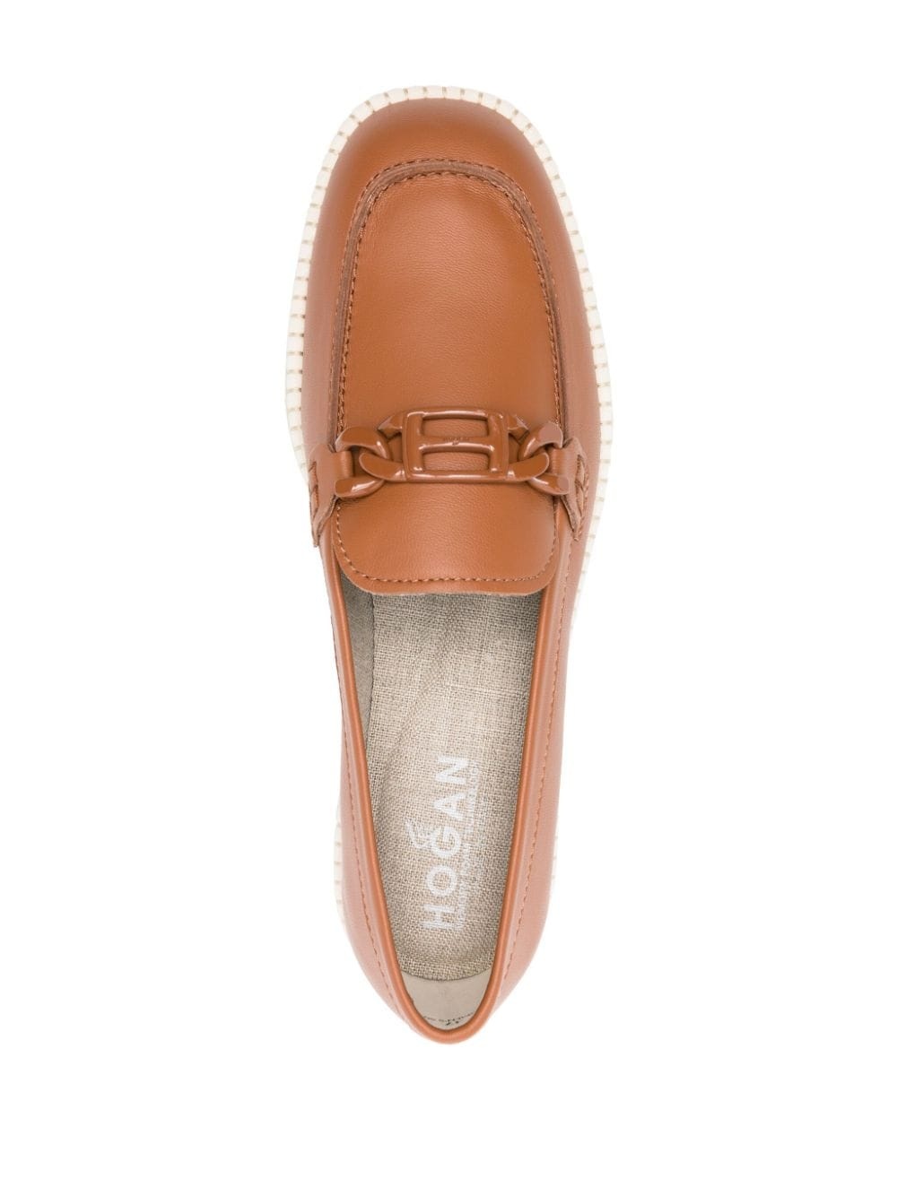 logo-buckle leather loafers - 4