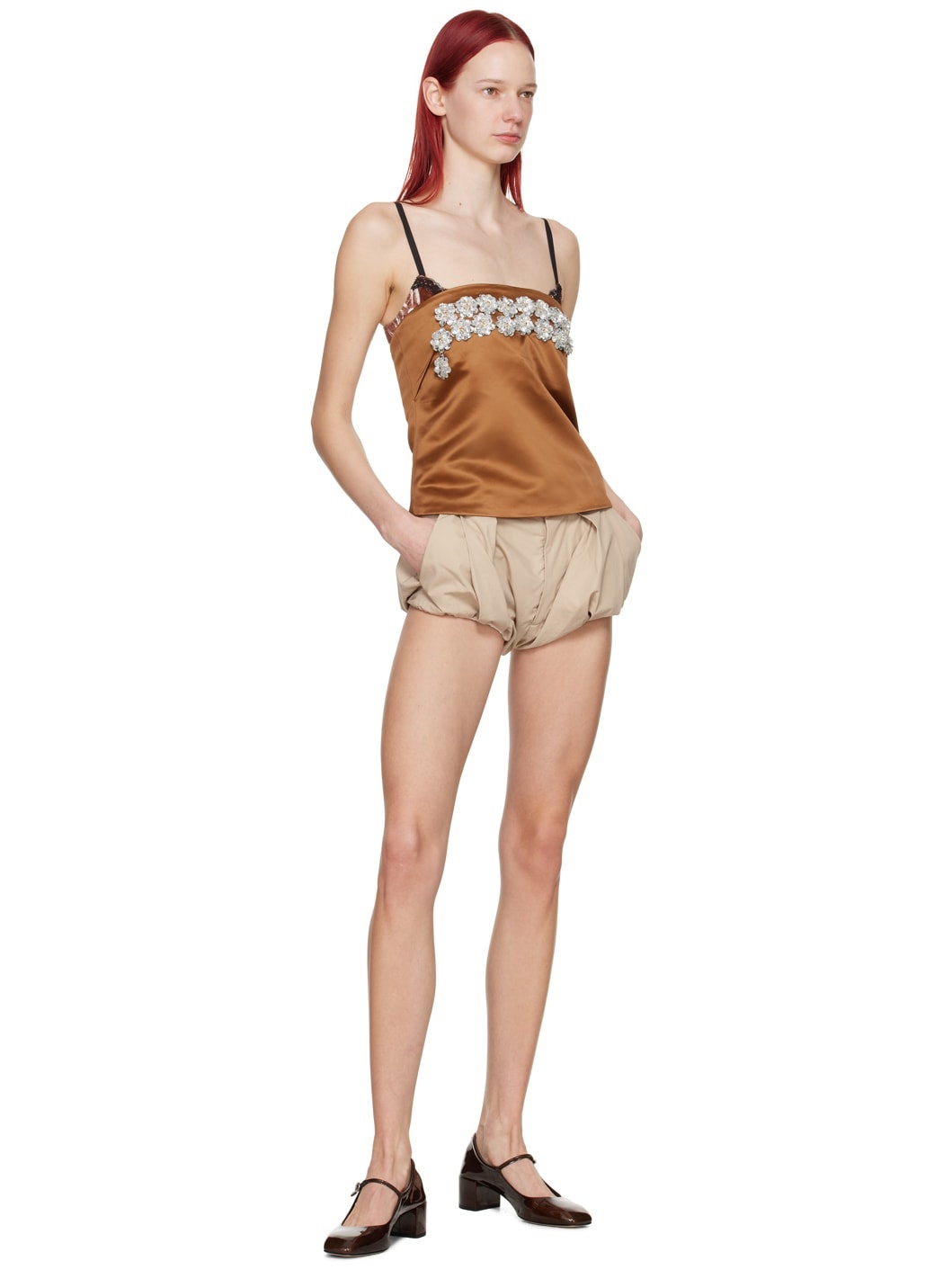 Brown Floral Tank Top - 4