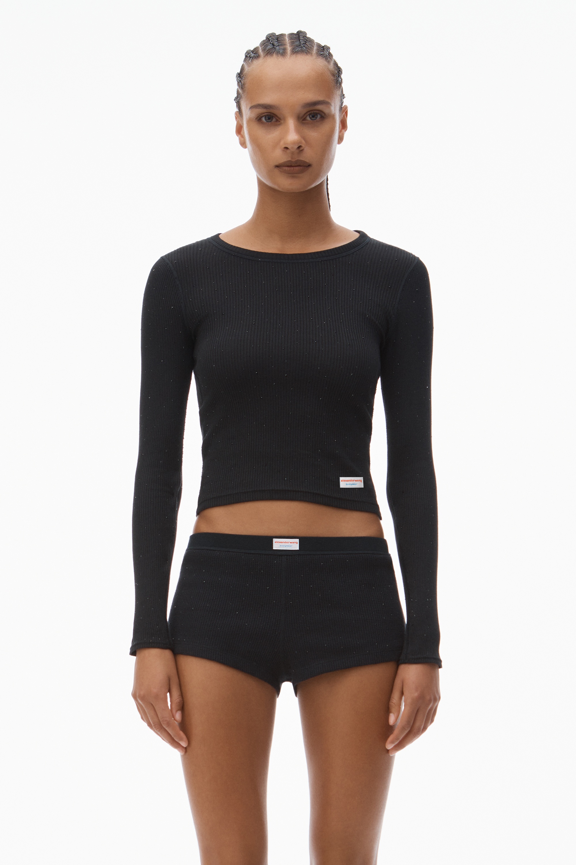 Crystal Hotfix Long Sleeve Crewneck Tee - 2