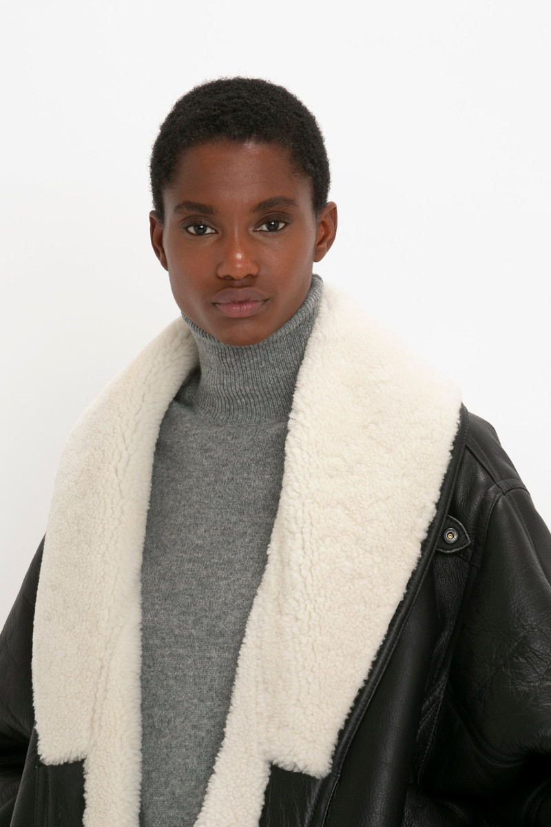 Shearling Coat In Monochrome 5