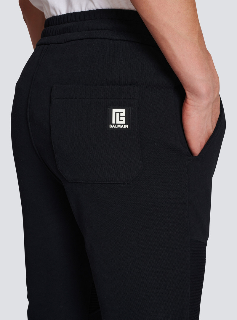 Cotton sweatpants with flocked Balmain Paris logo 7