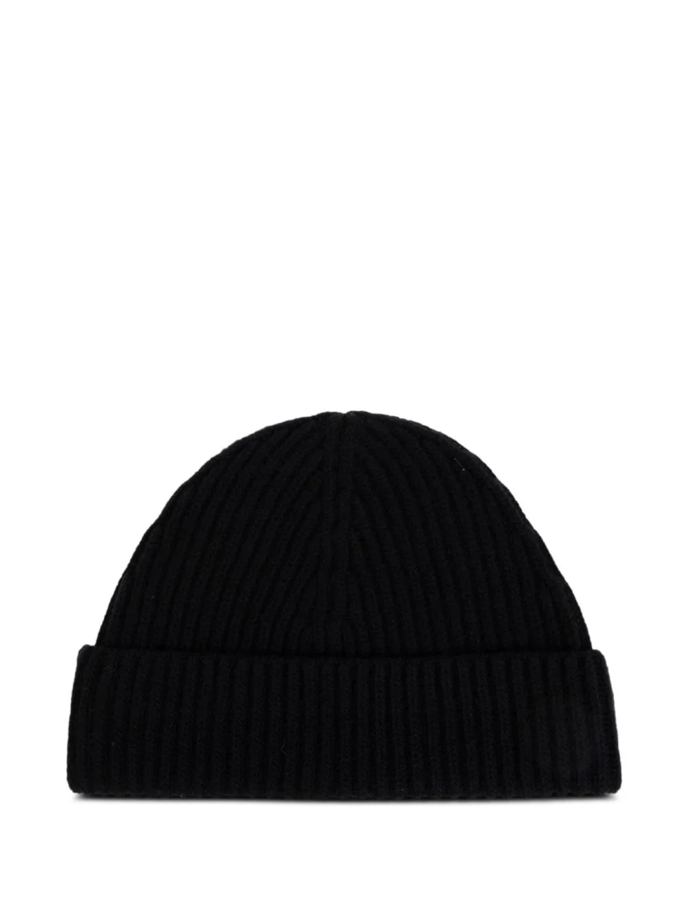 ribbed-knit turn-up brim beanie hat - 1