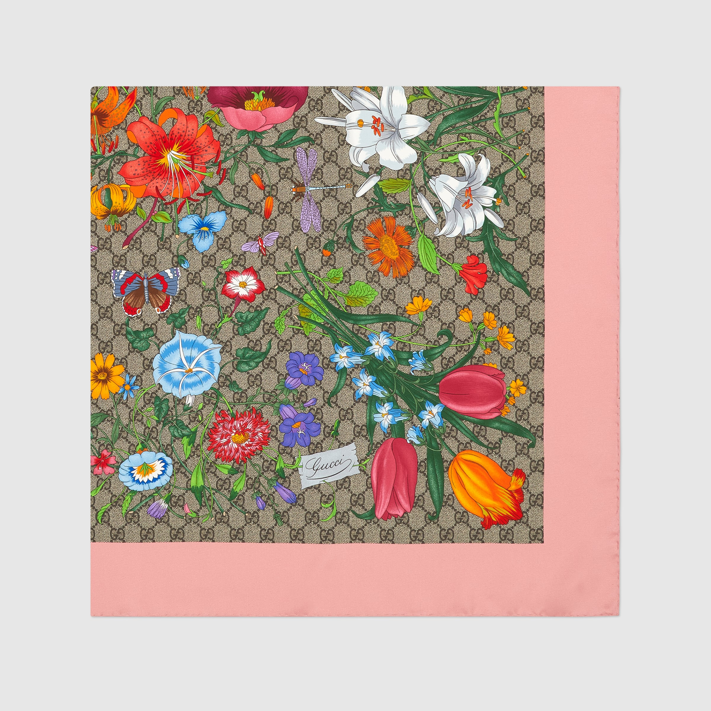 GG Flora print silk scarf - 2