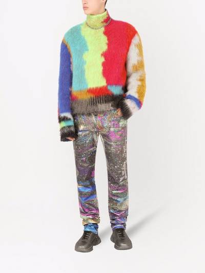 Dolce & Gabbana holographic-print straight-leg jeans outlook