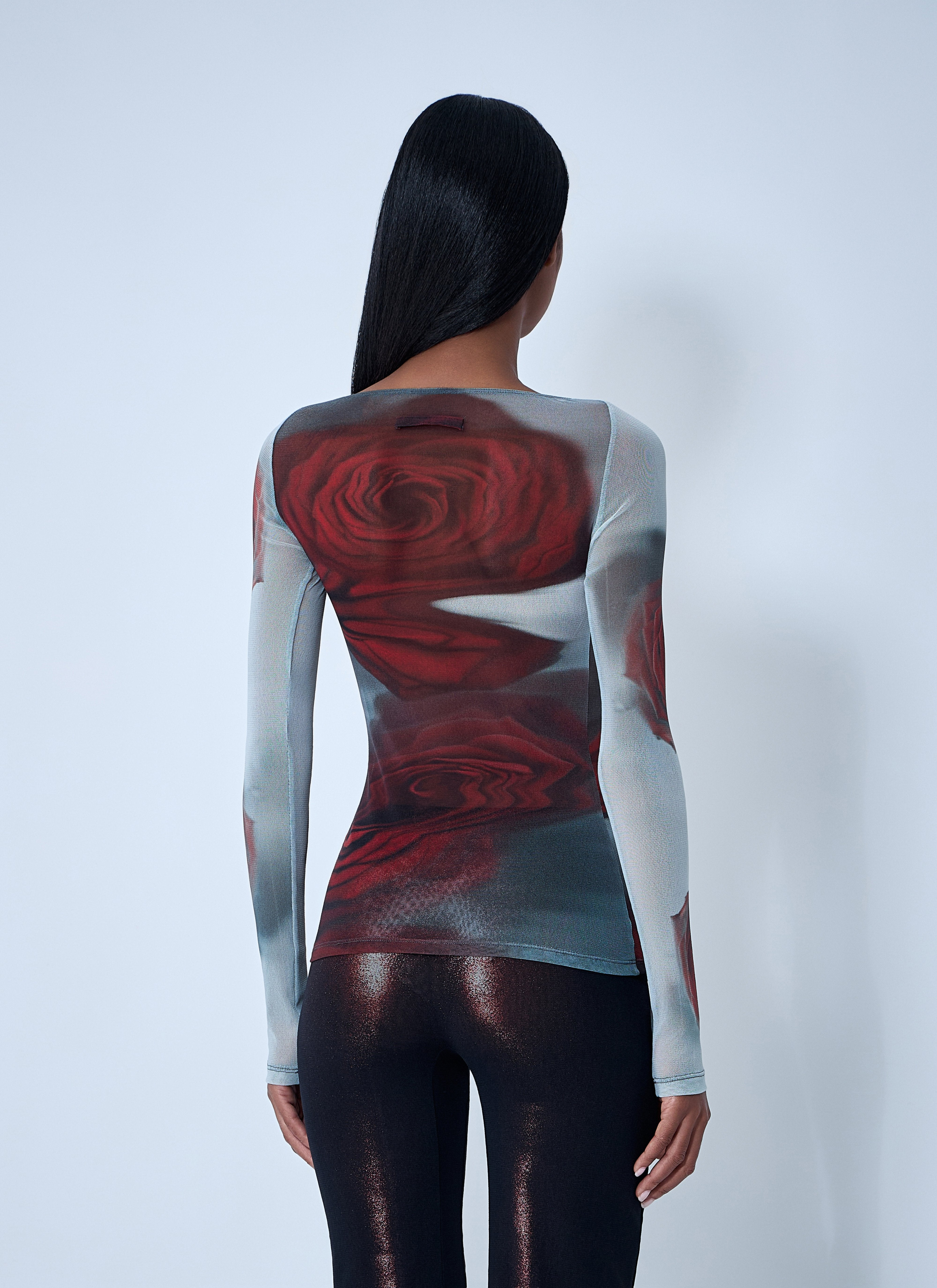 Jean Paul Gaultier Women Blurry Roses Mesh Tank Top - 4