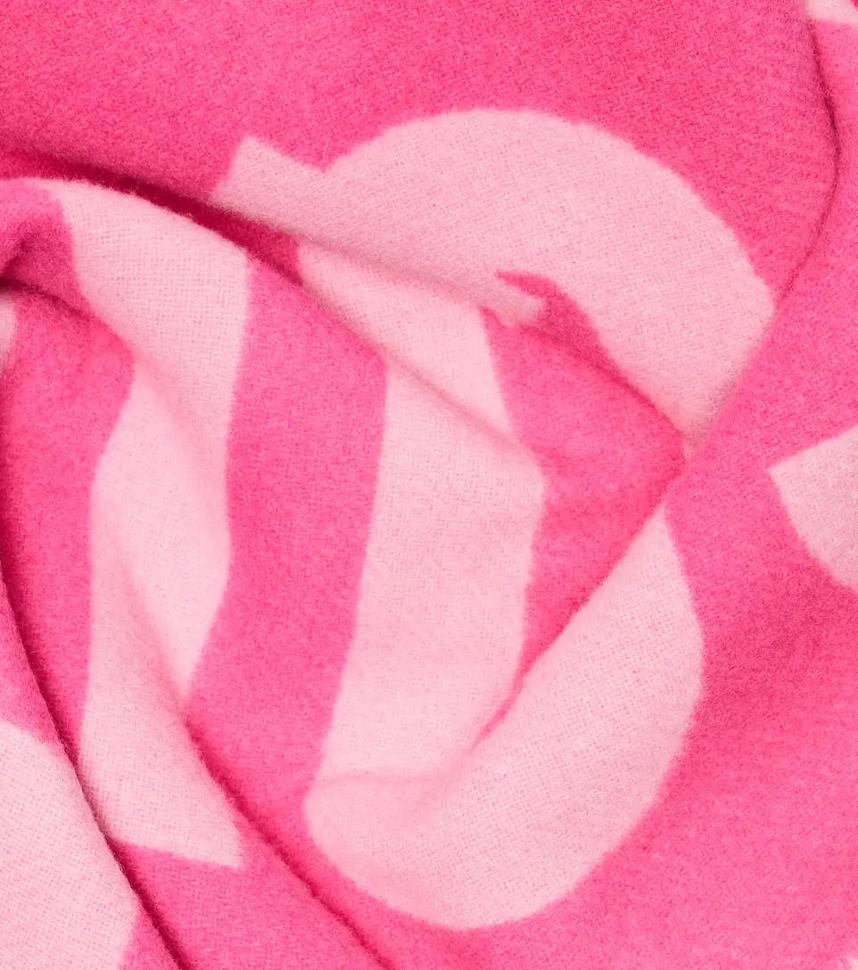 Logo jacquard wool scarf - 4
